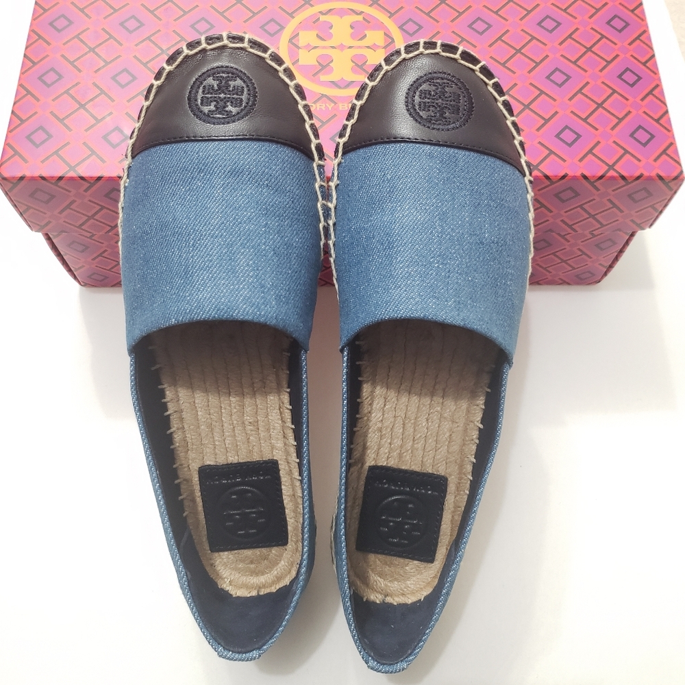 NIB. TORY BURCH Espadrilles in Blue! Brand New! WOMAN Size 6.5.